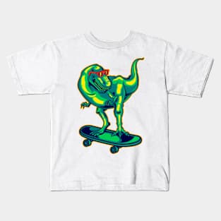 Neon - DIno - Raptor Skate - pos Kids T-Shirt